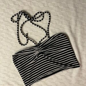 Stripped, cropped halter top